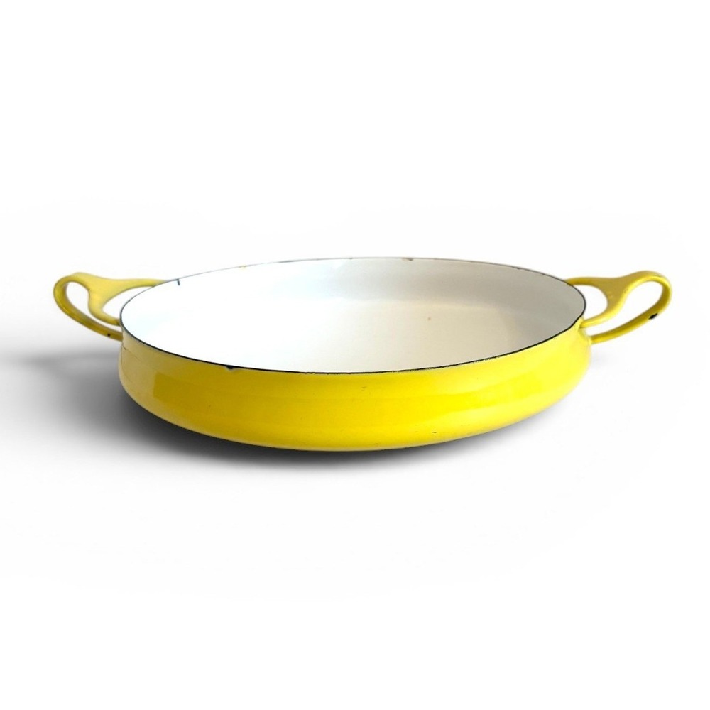 Vintage Dansk Kobenstyle Yellow Enamel Paella 10"Pan Jens Quistgaard Denmark MCM
